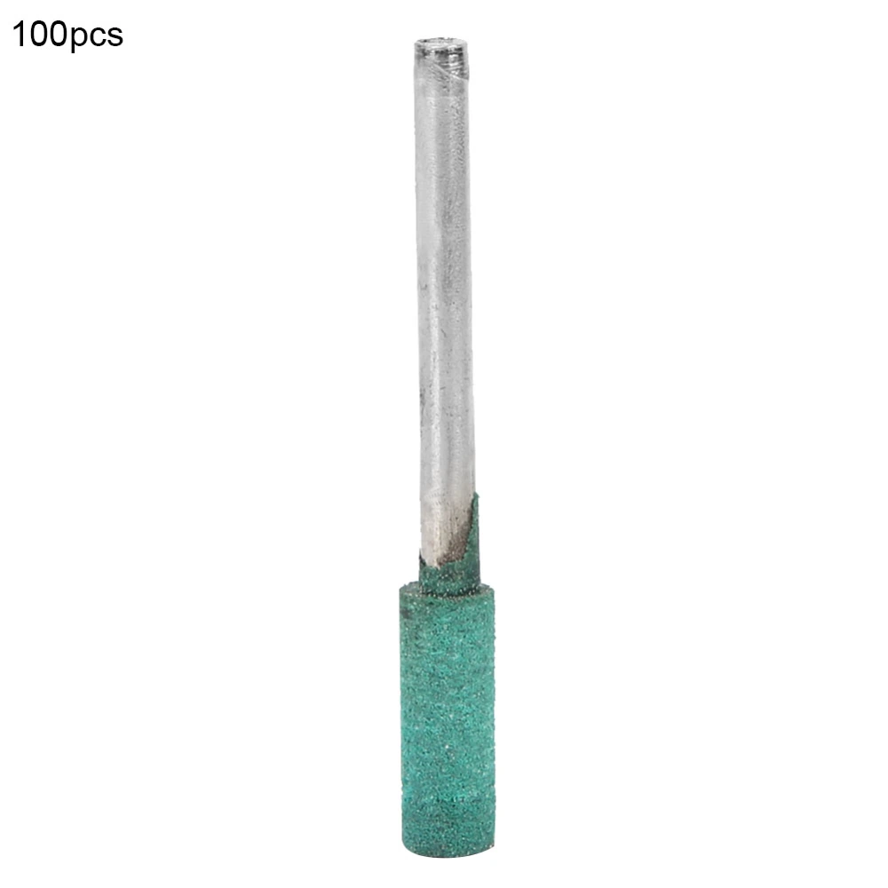 100pcs 3mm Shank Green Rubber Head Polishing Griding Bit Kit for Grinder(Cylindrical, 5mm)