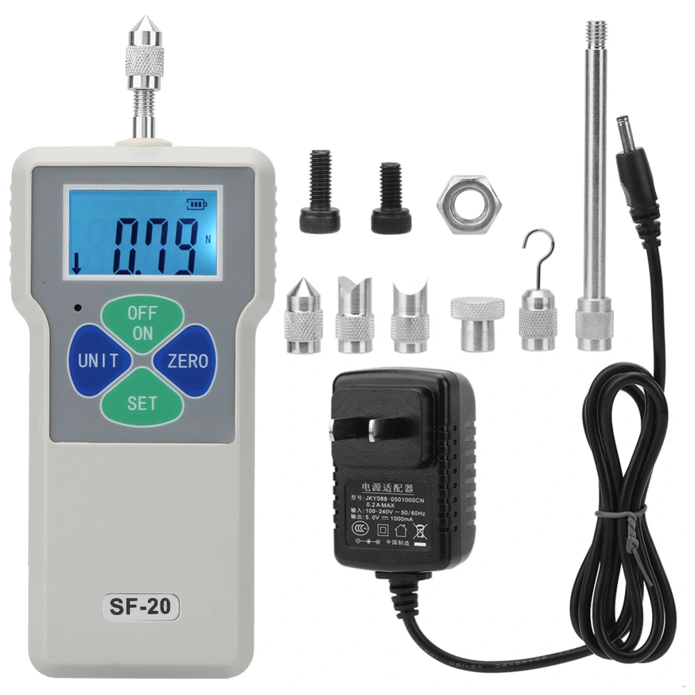 SF-20 Portable Push and Pull Tester Meter Digital Force Gauge 20N/2kg/4.5b​ 100-240V(US Plug)