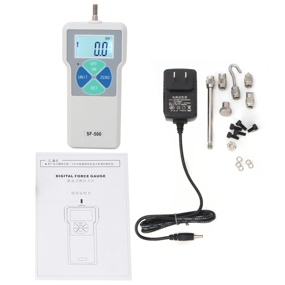 SF‑500 Portable Push and Pull Tester Meter Digital Force Gauge 500N 100‑240V