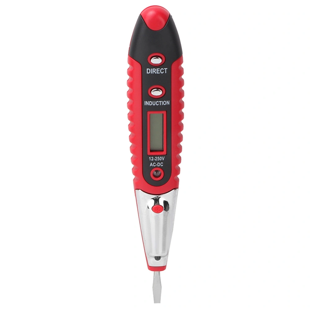 AC‑2 Test Pencil LED HD Display AC/DC 12‑250V Detect with Night Eye Lamp (Red)