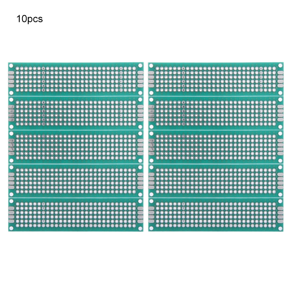 10pcs 2x8cm Double Side Prototype PCB Tinned Breadboard Universal Board