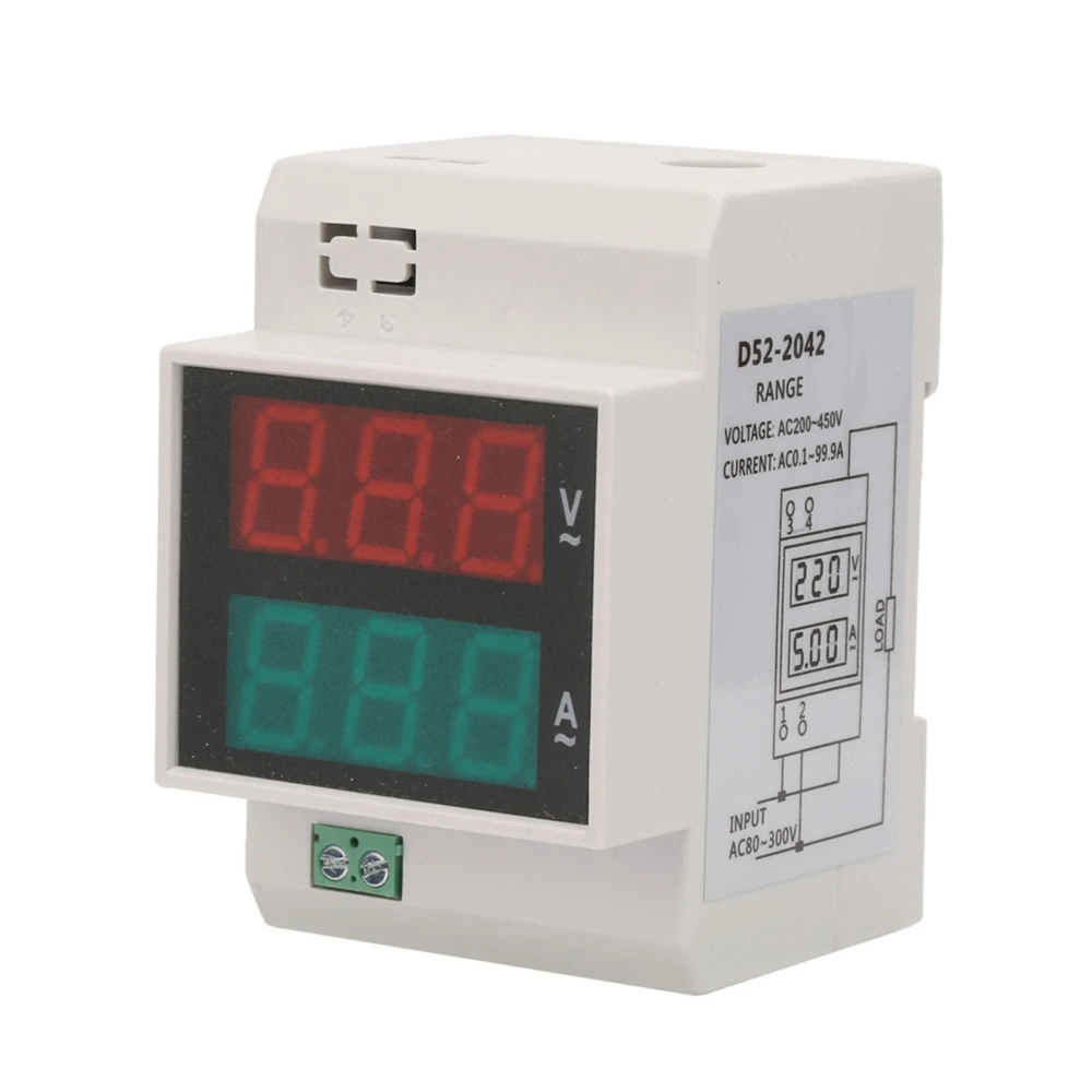 AC Double Color Dual Display Rail Voltage and Current Meter(AC 80-300V/100A)