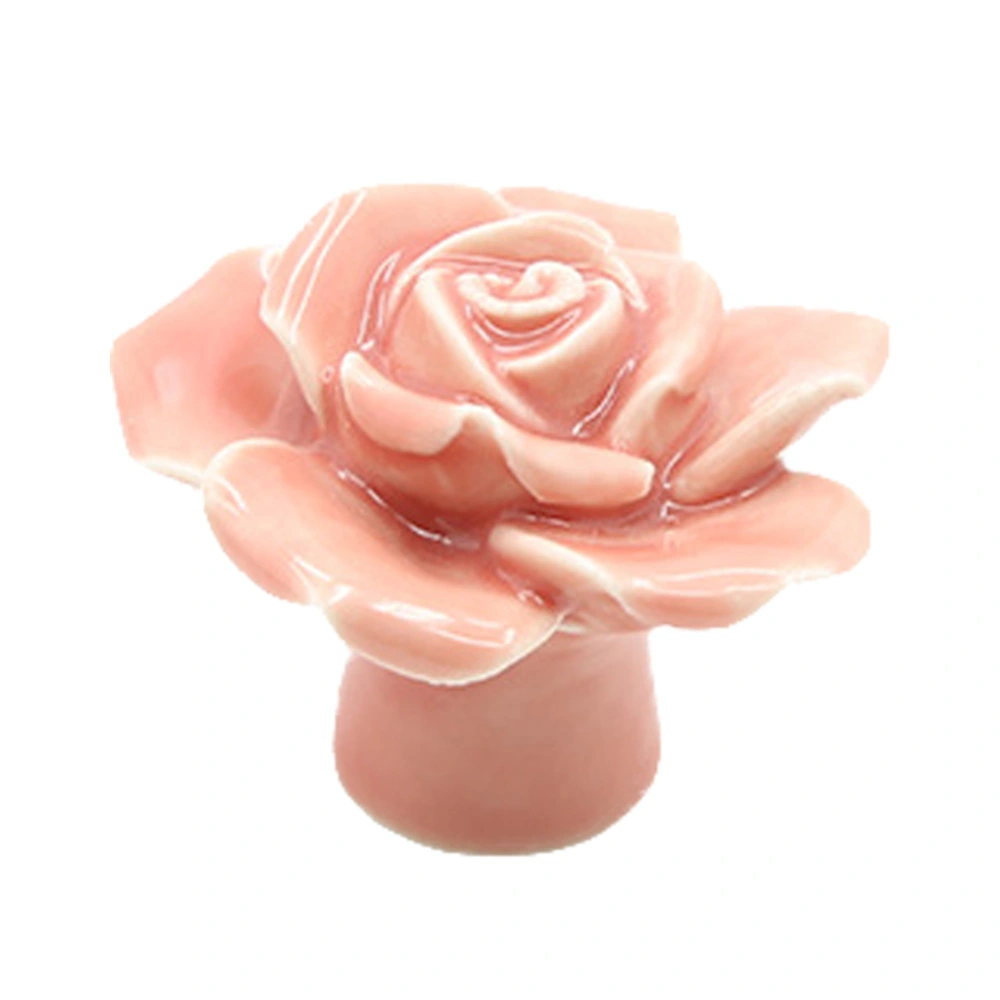 Ceramic Rose Door Knob Drawer Cupboard Wardrobe Furniture Pull Handle Hardware (Pink)