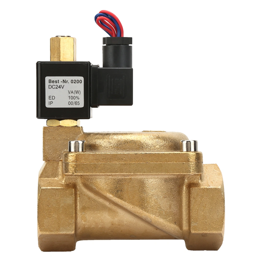 G1-1/4" Normally Open Brass Electric Solenoid Valve for Water Air 0-1.6Mpa 232psi (DC24V)