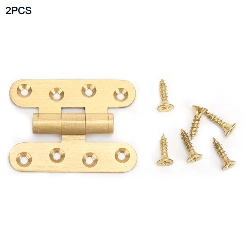 2Pcs H Type Brass Hinge Cabinet Door Home Furniture Decoration Accessories(60mm)