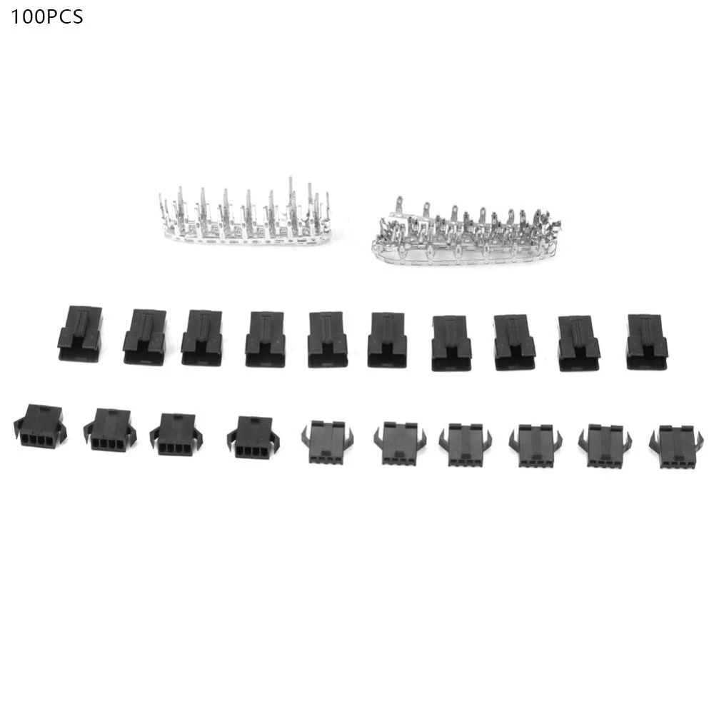 100PCS SM Plug 4pin Connector Male Female Wire Jumper Pin Header Connector Housing Kit