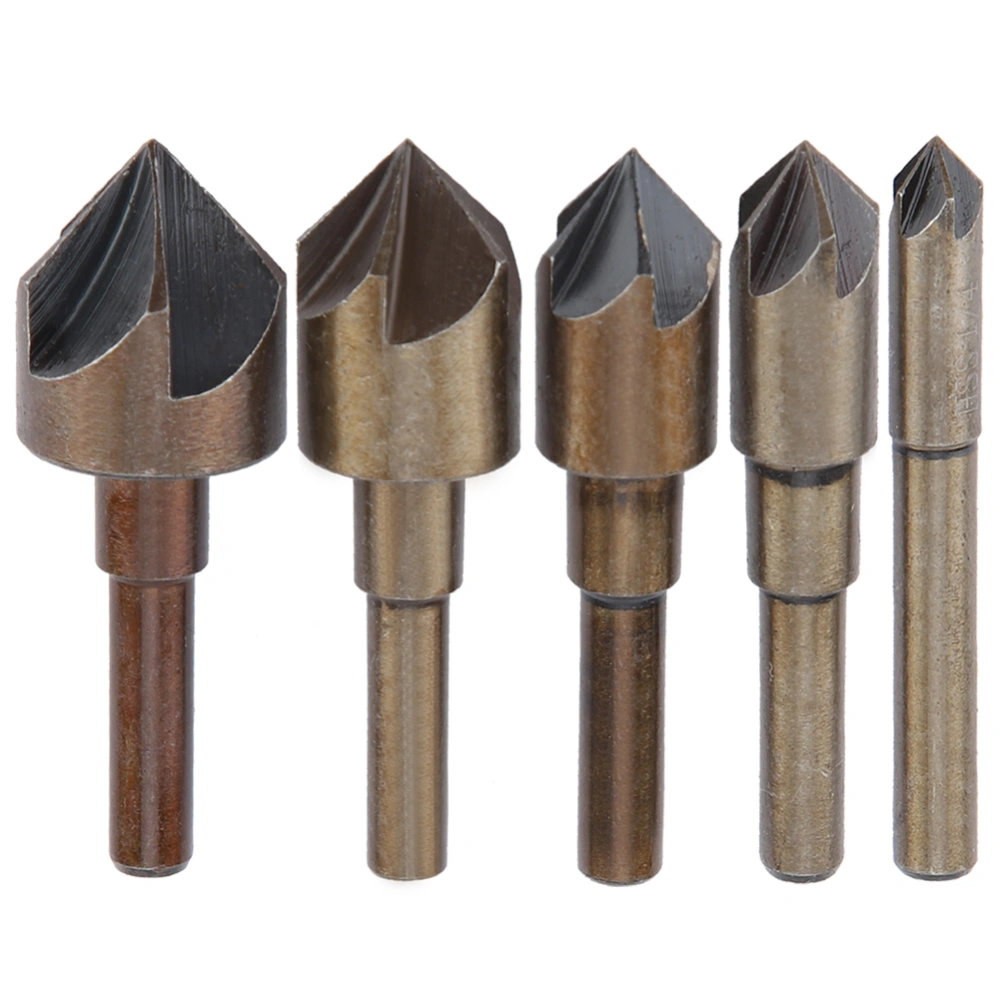 5Pcs five edge Nitrided Chamfer Cutter Chamfering and Deburring Tool for Wood&Aluminum Plate