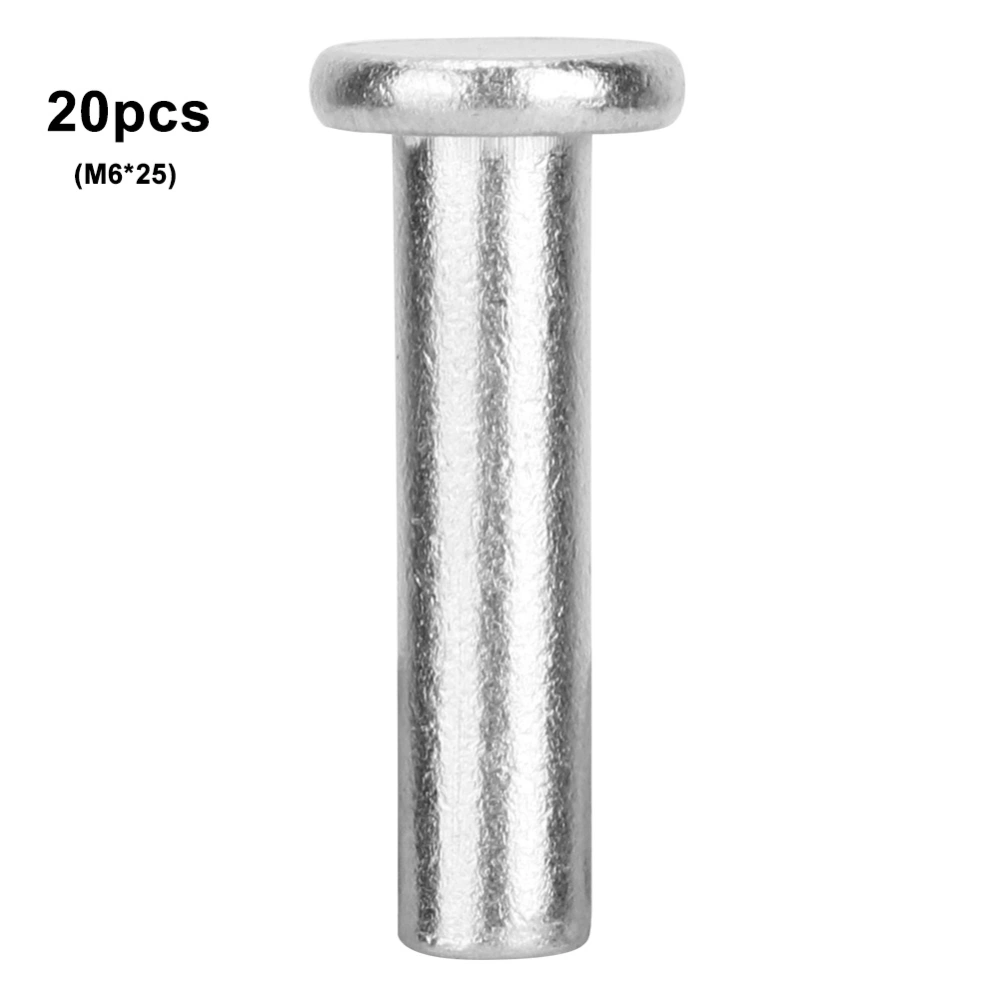 20pcs GB867 M6 Flat Head Aluminum Rivets Flat Head Solid Rivet (M6 * 25)