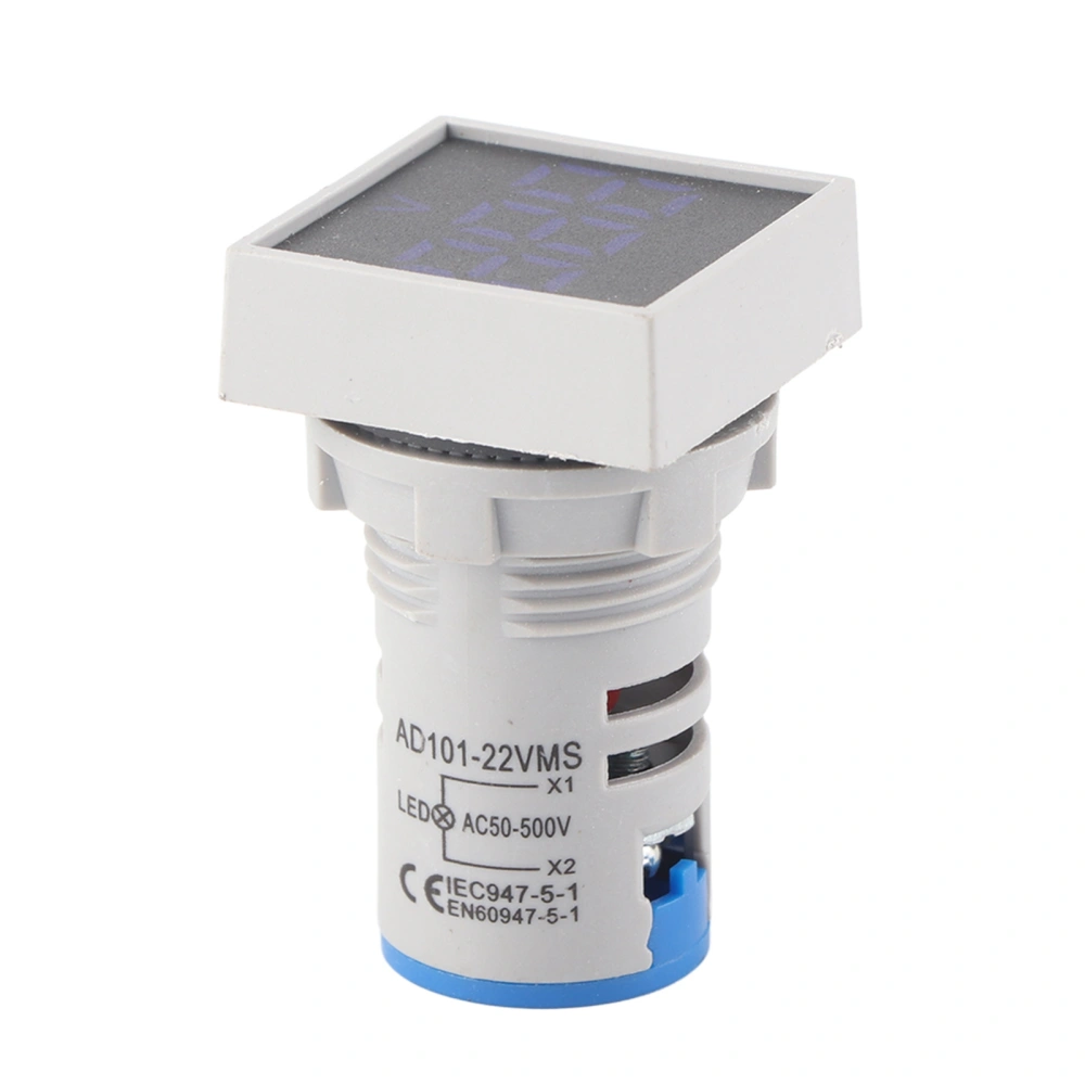 AC50‑500V LED Indicator Light Mini Digital LED Display Voltmeter Square Signal Lamp(Blue)