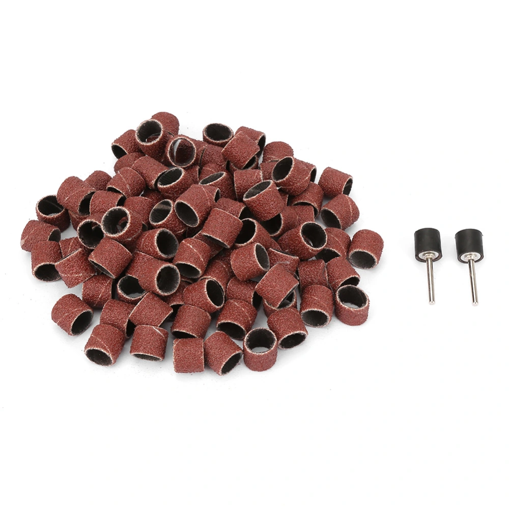 100Pcs 12mm Abrasive Sand Paper Ring Sandpaper Wheel Grinding Bit 2Pcs Rods