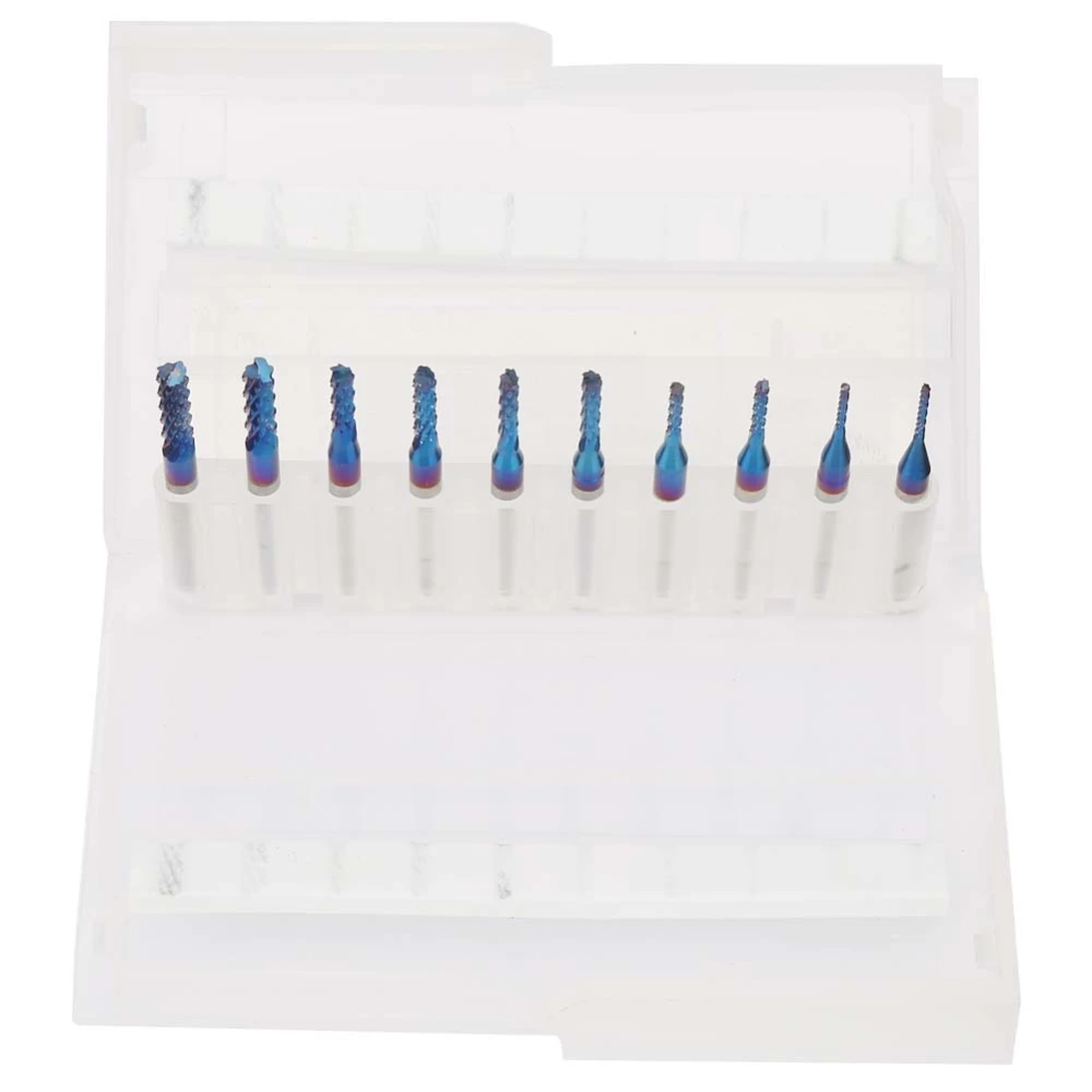 10pcs Carbide Router Cutting Bit Blue Corn End Cutter Mill Engraving Bit for CNC PCB Machinery