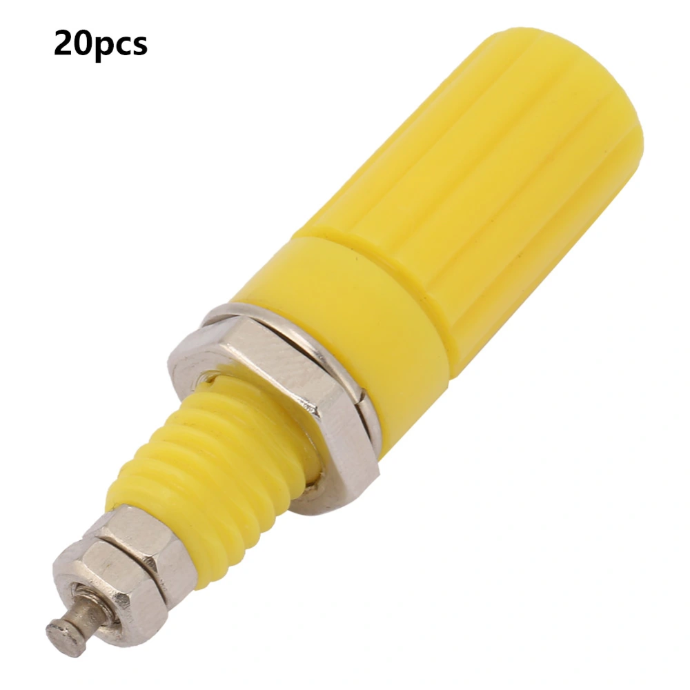 20pcs 4mm Extended Bind Post Alloy Socket Plug Panel Terminal Banana Jack Connector Yellow