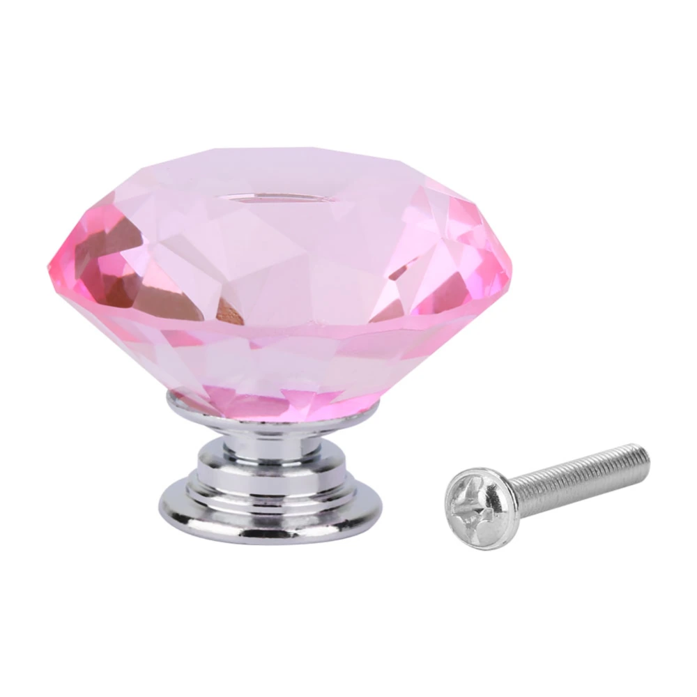 1Pcs Crystal Glass Diamond Shape Drawer Knob Cupboard Pull(701 A-40 pink)