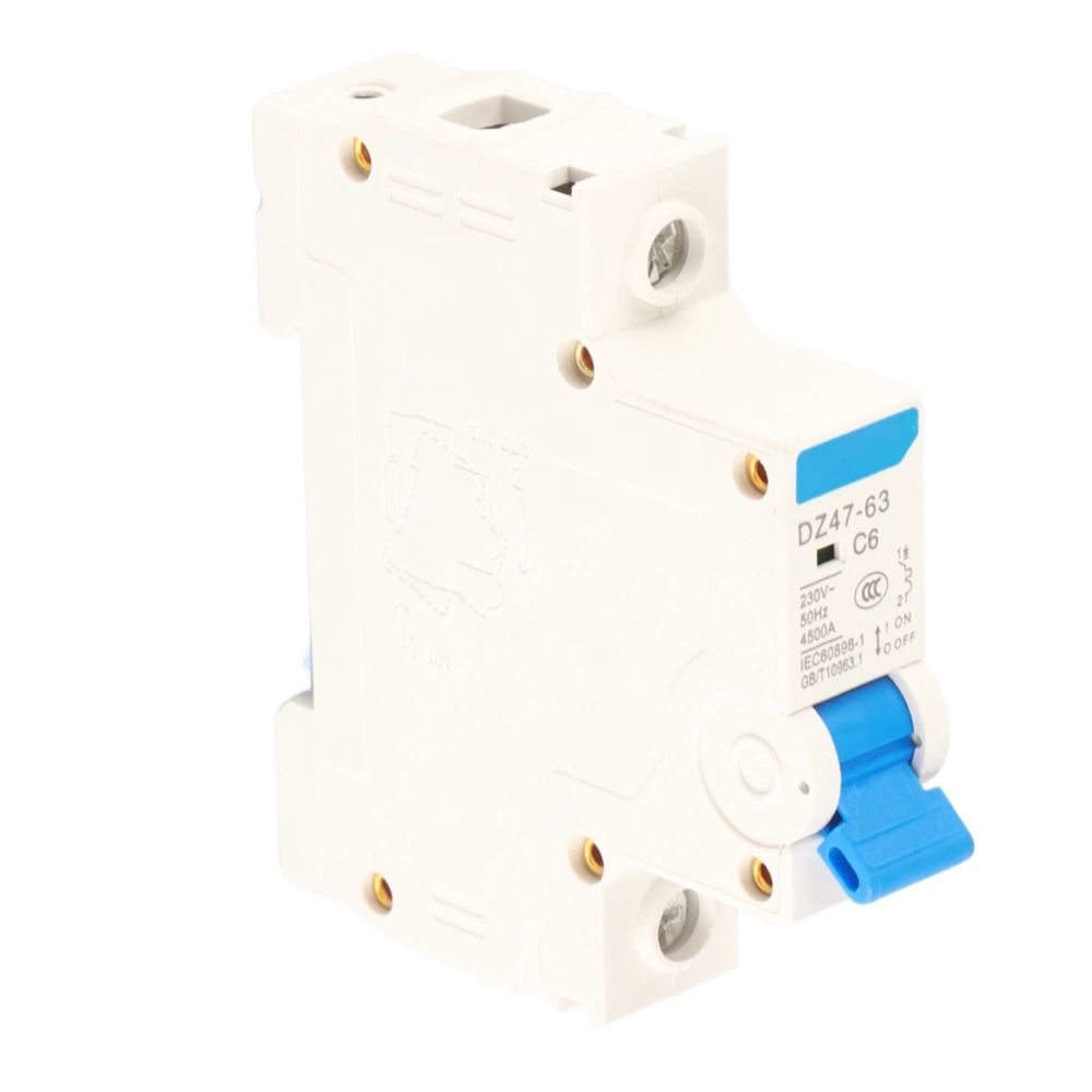 1P Miniature Circuit Breaker For Small Power Generation System DZ47-63 230V 6A