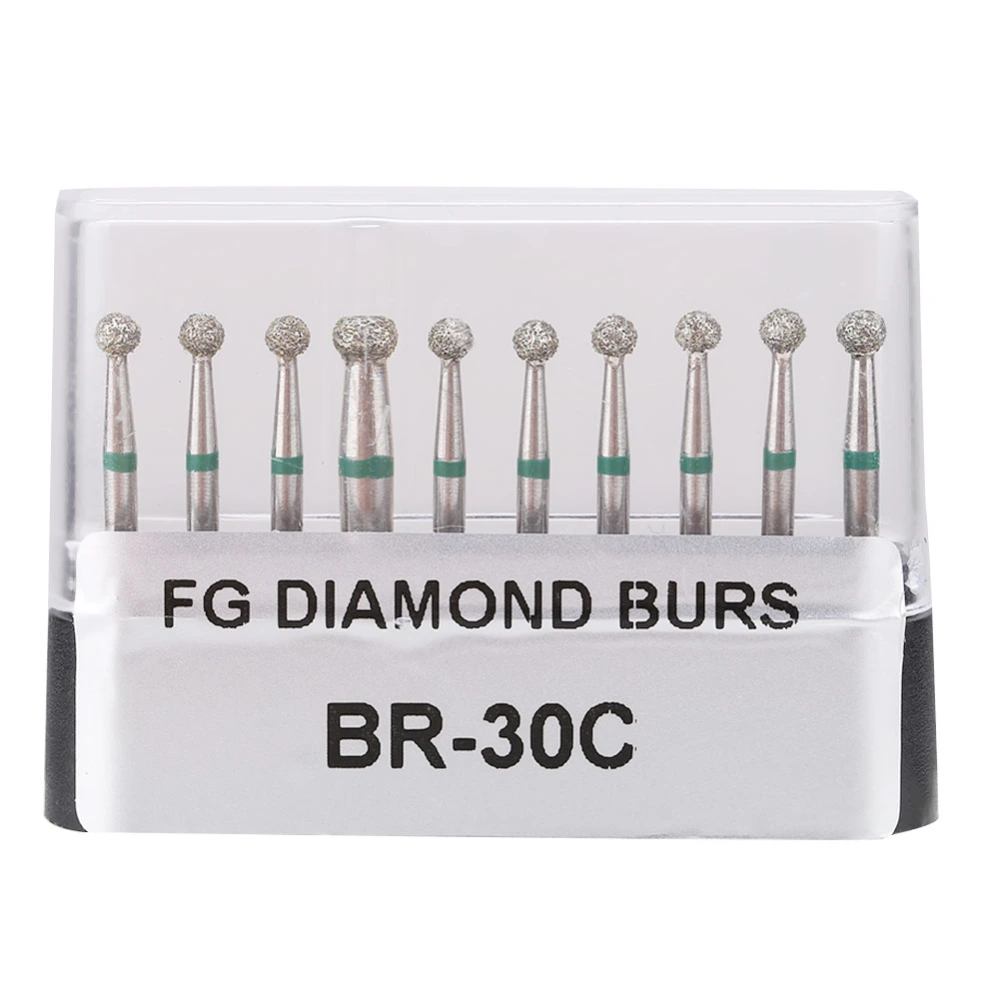 10pcs Dentistry Stainless Steel 1.6mm Round Handle Dental Diamond Burs Drills