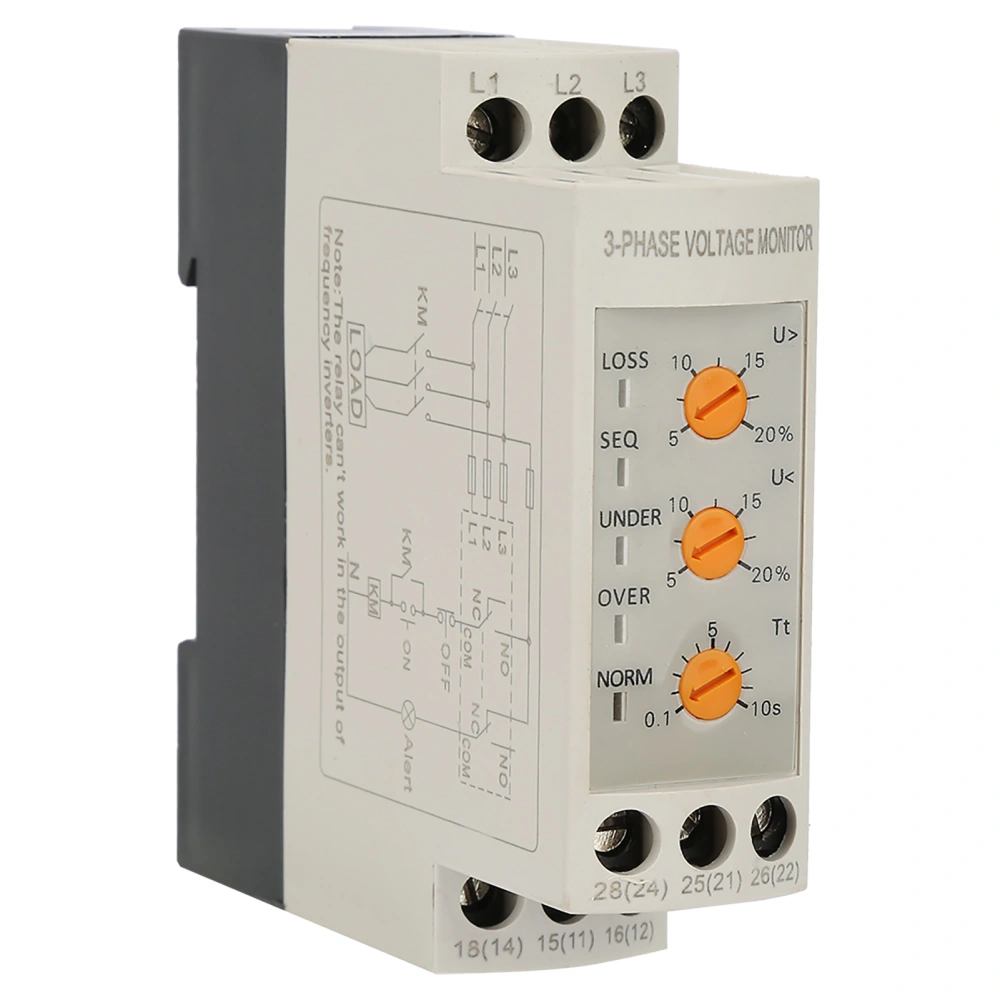 JVRD-380W Adjustable Circuit Voltage Protector Three Phase Over Under Voltage Monitoring Relay