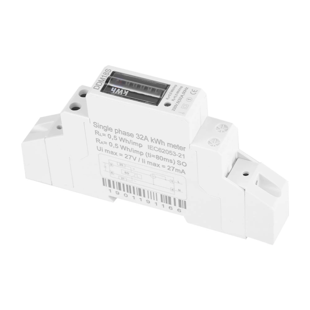 1P Single Phase Din Rail Electricity Power Energy Meter DDM18S 220V/230V