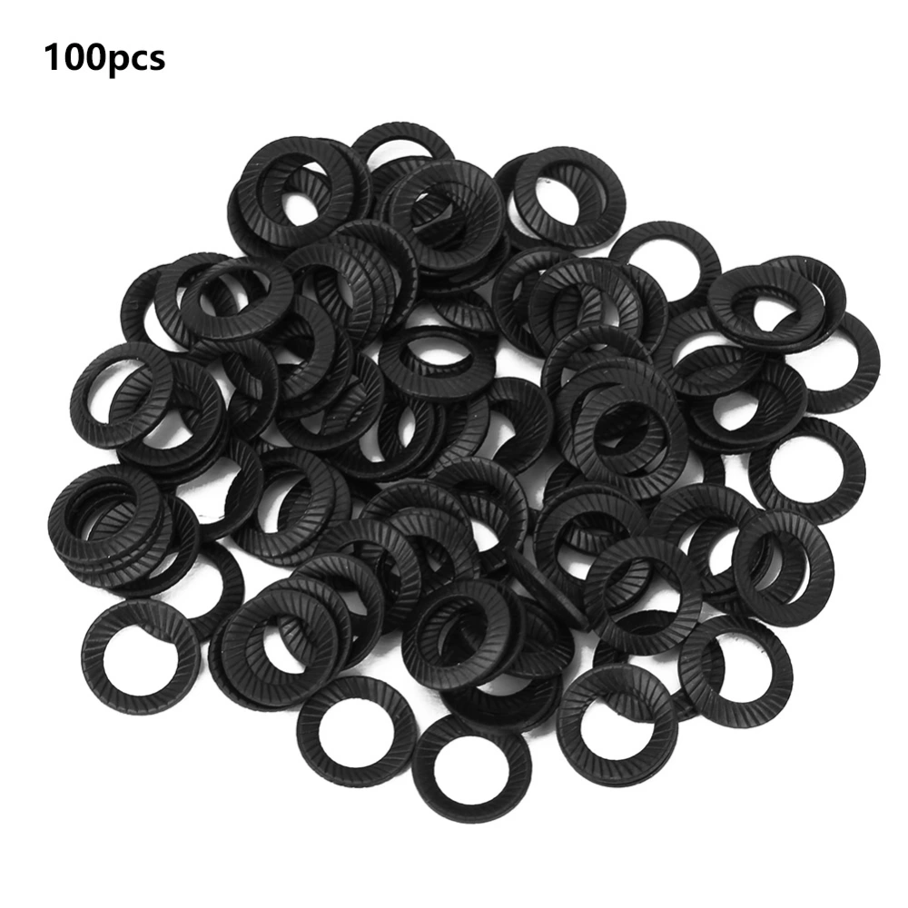 100pcs M4 Steel Ribbed Lock Washer Spacers Washers Anti-skid Gaskets with Double-sided Ridges