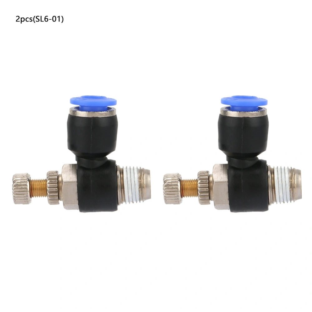 2pcs Tube Air Flow Speed Controller Pipe Pneumatic Fitting Regulator Valve SL6-01