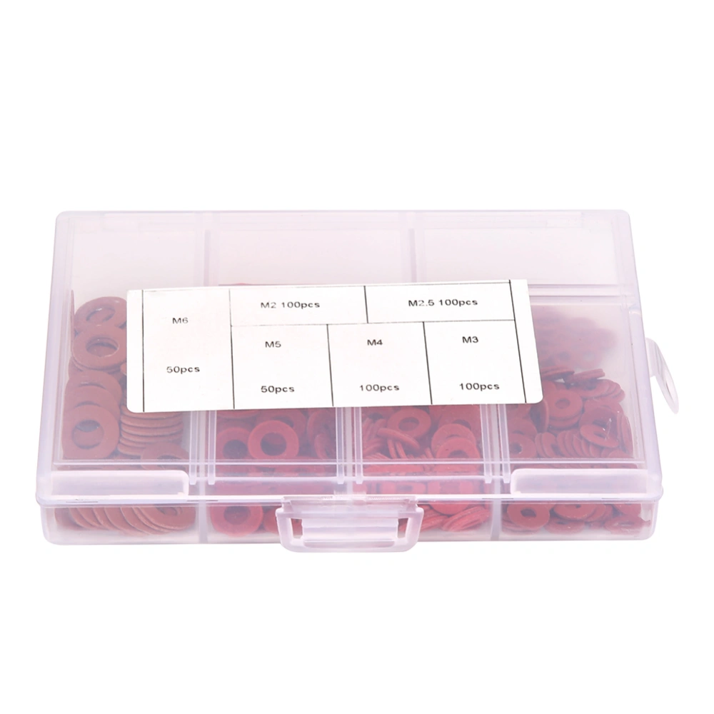 500Pcs Carbon Steel Plated White Zinc Red Insulation Flat Washer Set