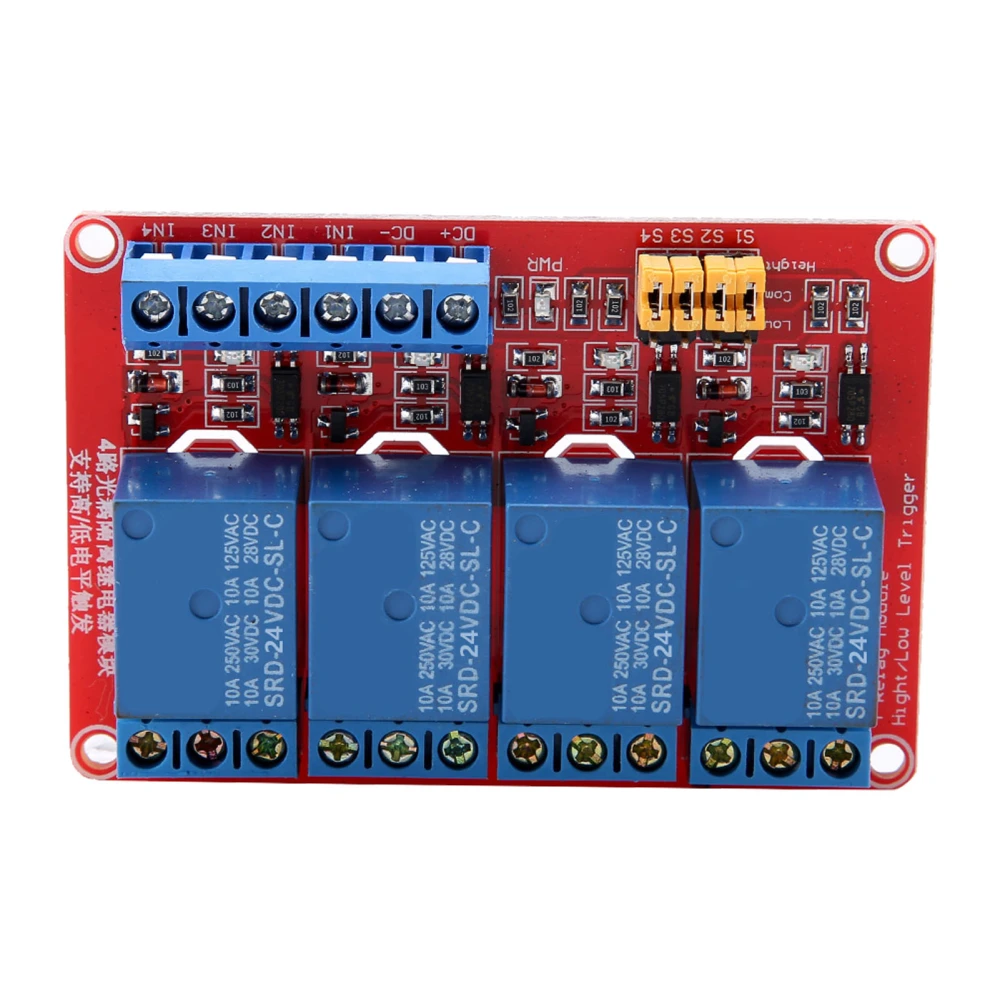 4 Channel Optocoupler Relay Module Board High &amp; Low Trigger 5V/12V/24V(24V)