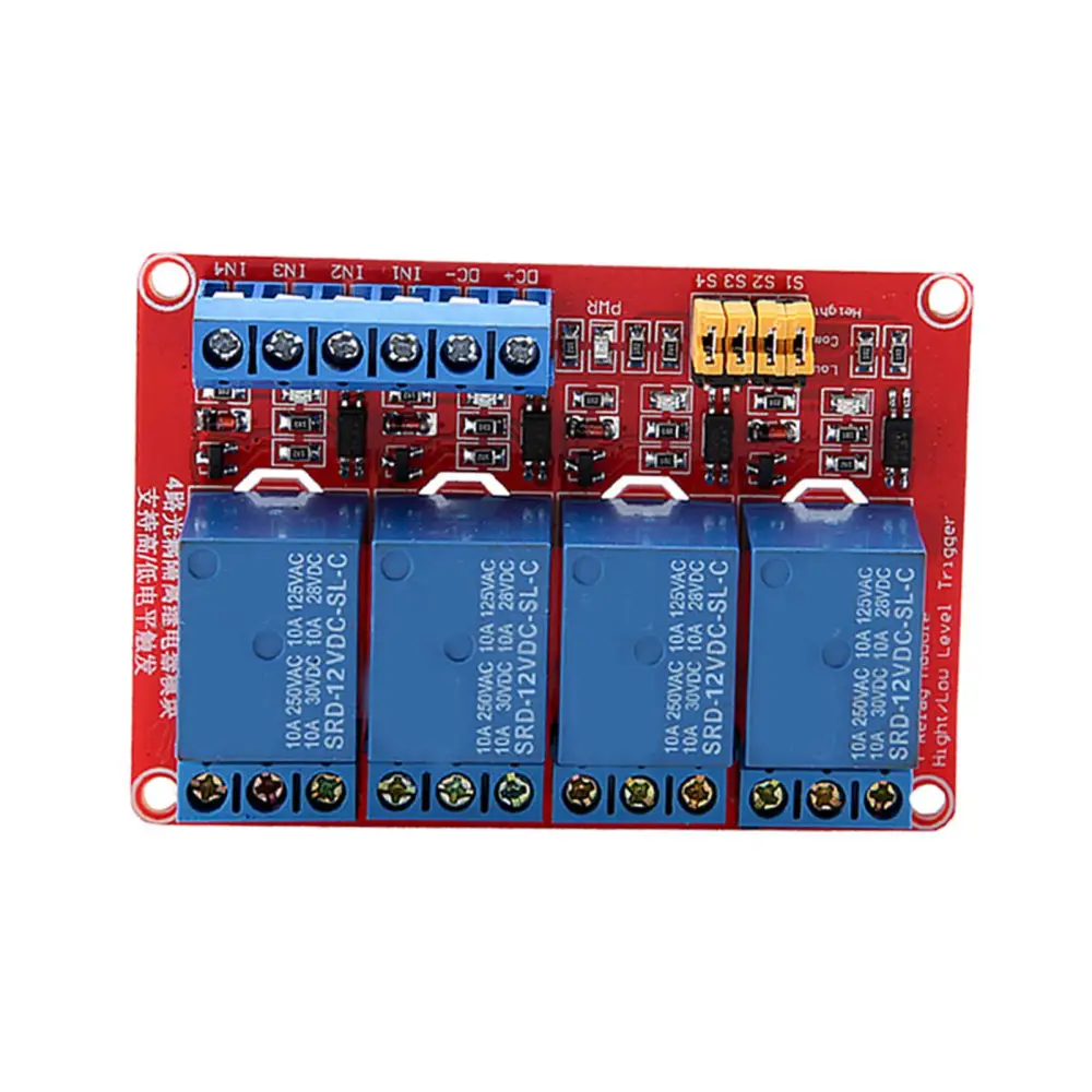 4 Channel Optocoupler Relay Module Board High &amp; Low Trigger 5V/12V/24V(12V)