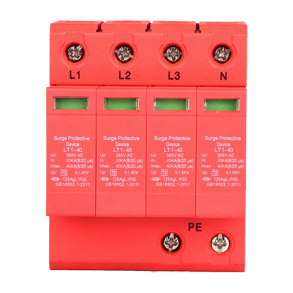 4P 40KA 385V House Surge Protector Low voltage Arrester Device20A