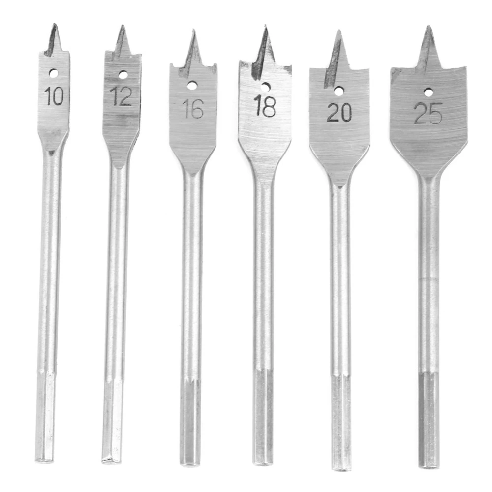 6pcs High carbon Steel Spade Paddle Flat Woodworking Boring Bits 10-25MM