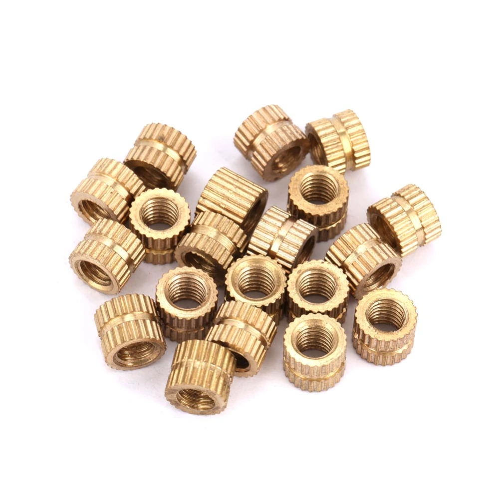 M5 Brass Cylinder Knurled Round Molded in Insert Embedded Nuts (M5*7*7.2; 20pcs)