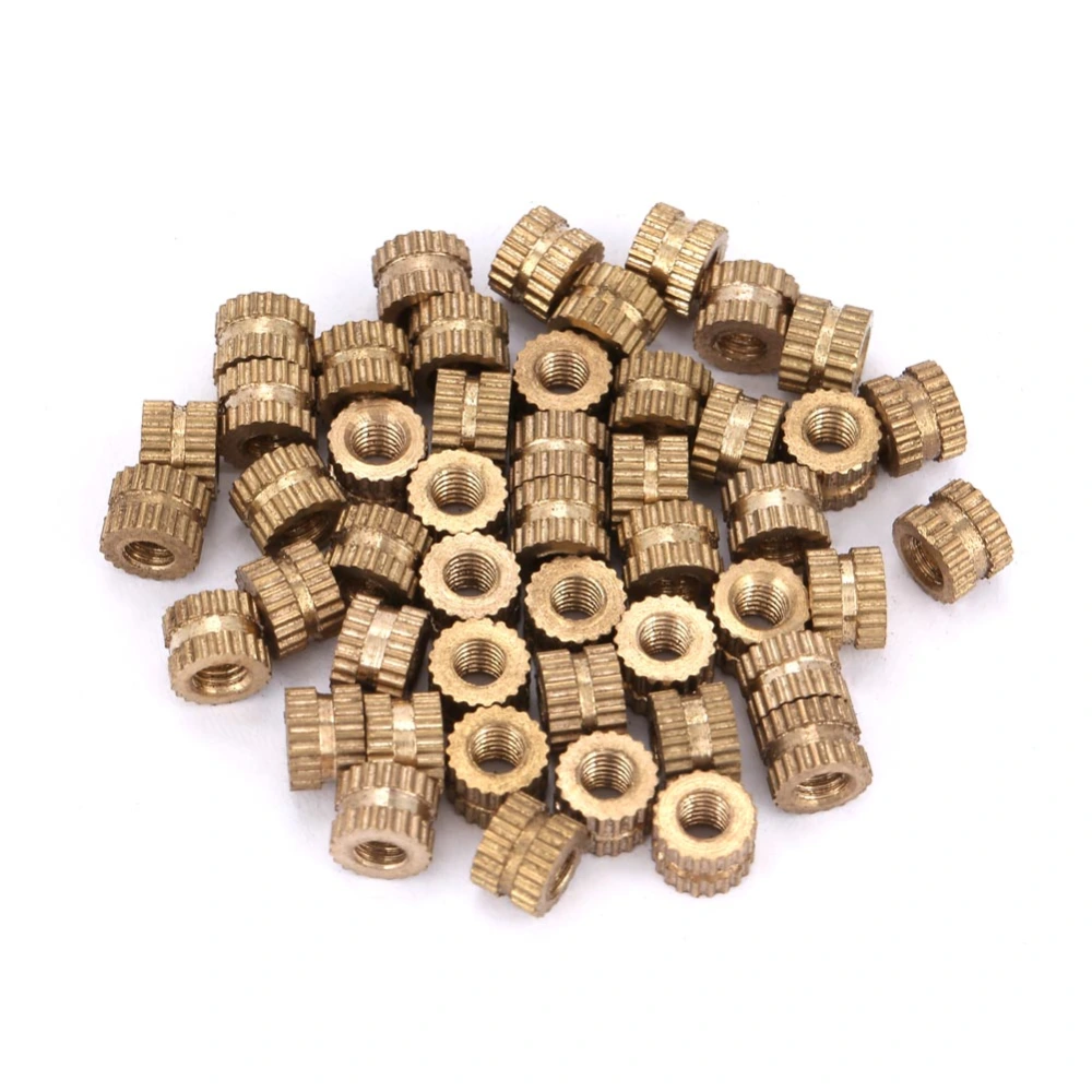 50pcs M3 Brass Cylinder Knurled Round Molded in Insert Embedded Nuts (M3*5*5.3)