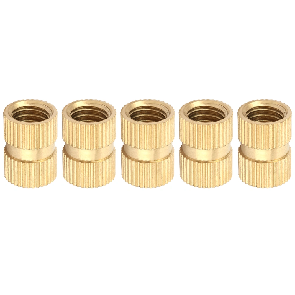 5pcs M8 Blind Hole Single Pass Brass Insert Embedded Knurled Nuts (M8*16*10)