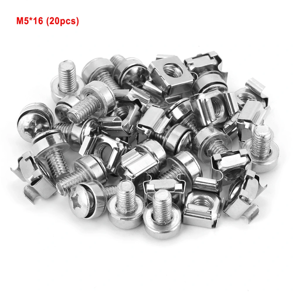 20pcs set Network Cabinet Rack Screws & Cage Nuts Assortment Kit (M5*16)