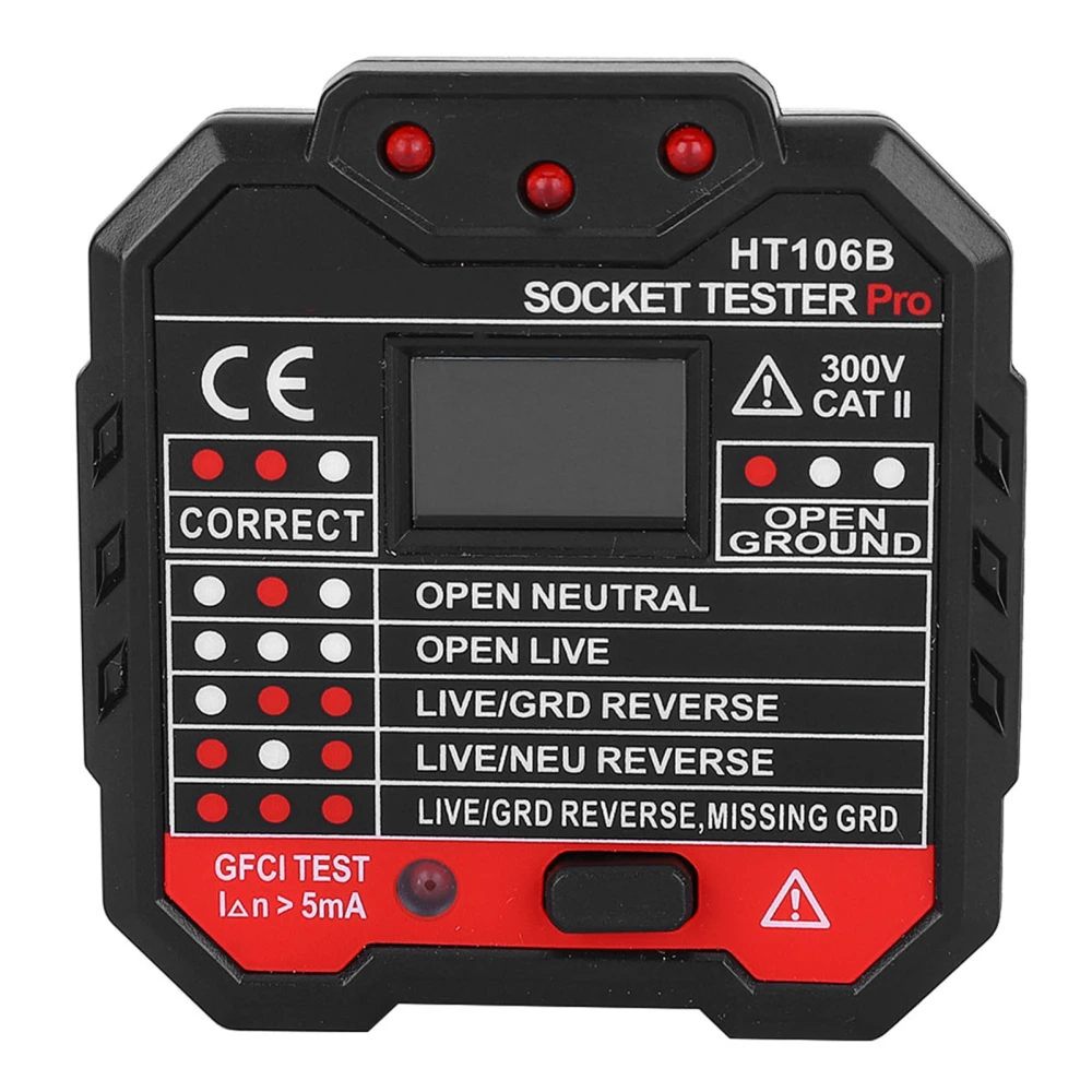 HT106B Multifunction Electric Socket Tester Mains Fault Checker Tool US Plug