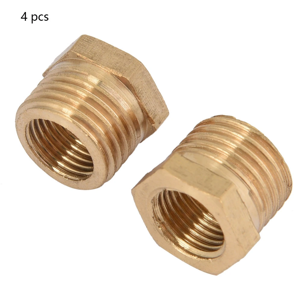 4 Pcs Brass Pipe Hose Fitting Connector Joint Adapter Reducing Hex Head Bushing (1/8" * 1/4")