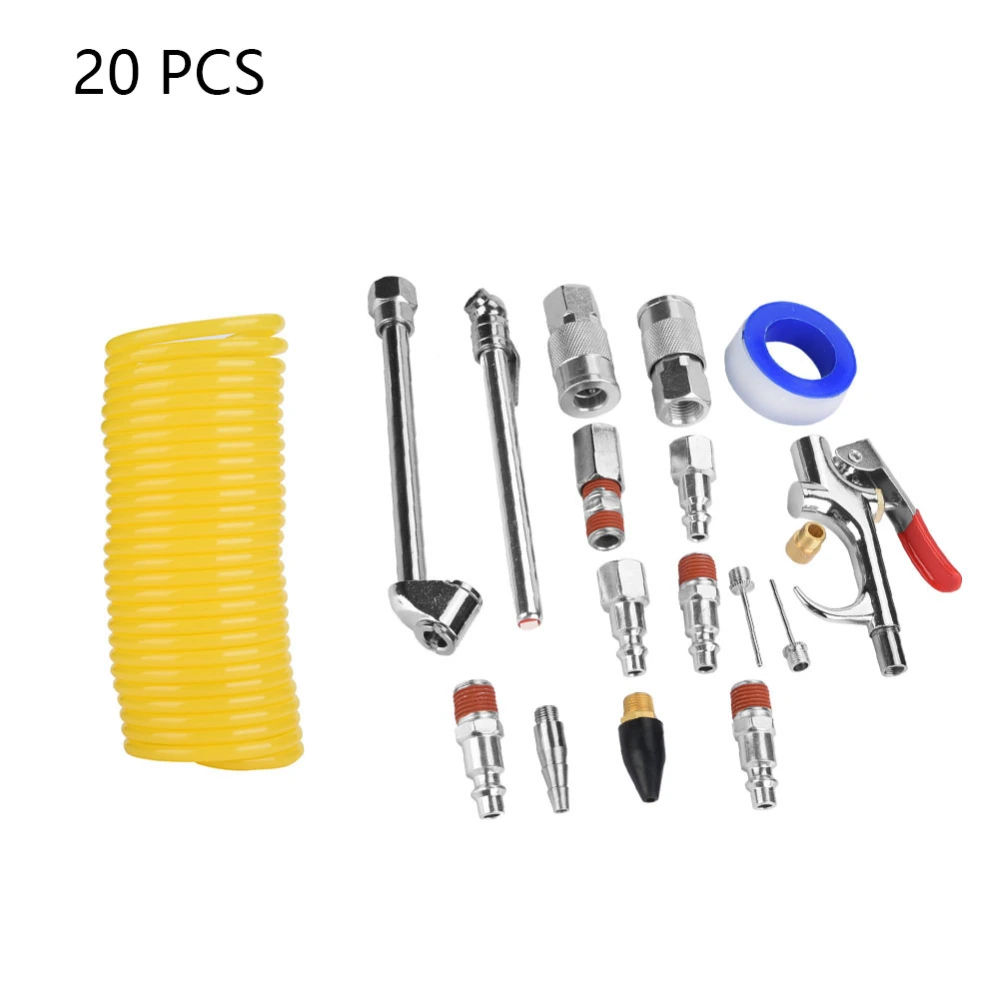 20Pcs Air Compressor Fittings Kit Air Blow Gun Horse Pneumatic Accessory Set