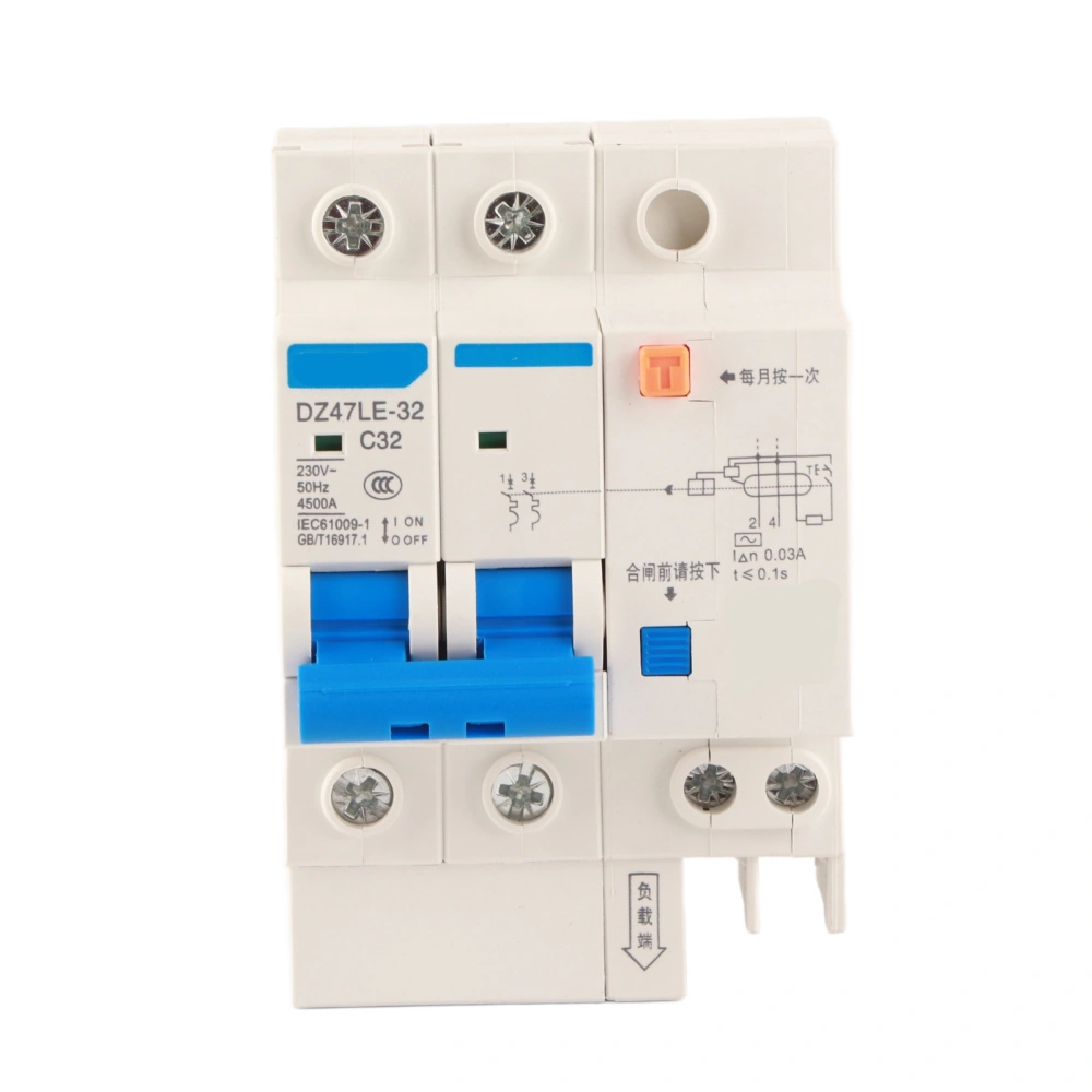 DZ47LE‑32 2p N C32 RCCB Residual Current Circuit Breaker 32A 30mA