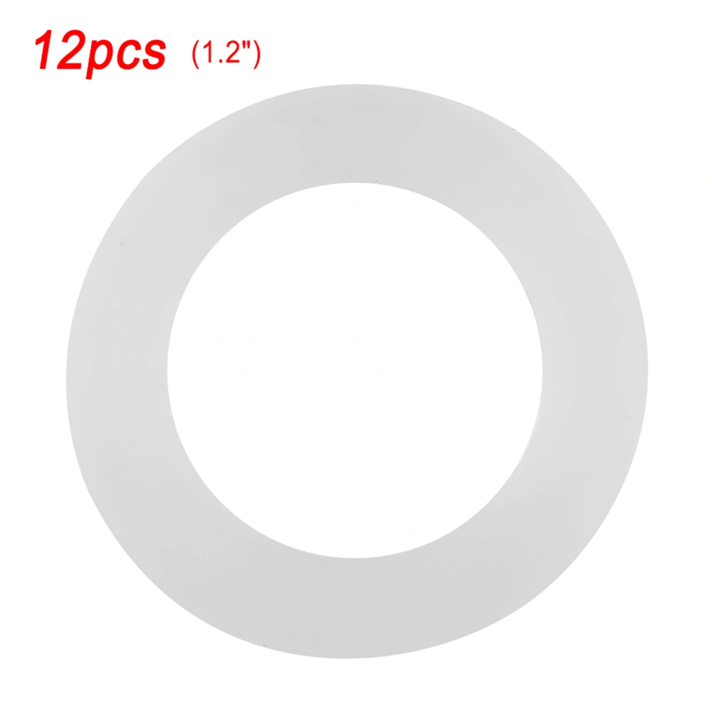 12pcs Flat Gasket White Silicone O Ring Sealing Washers for Bellows Hoses (1.2")