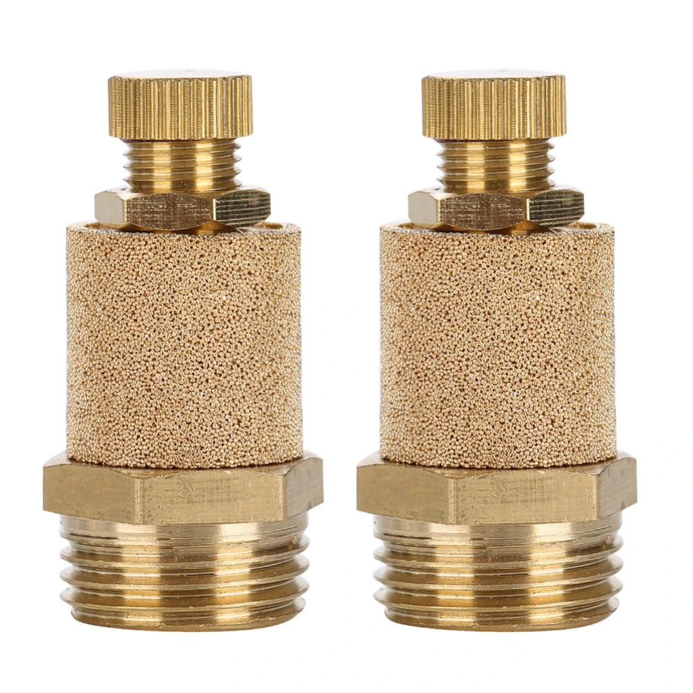 Male Thread Brass Air Pneumatic Noise Reducer Filter Exhaust Muffler Silencer (G3/8, 2pcs)