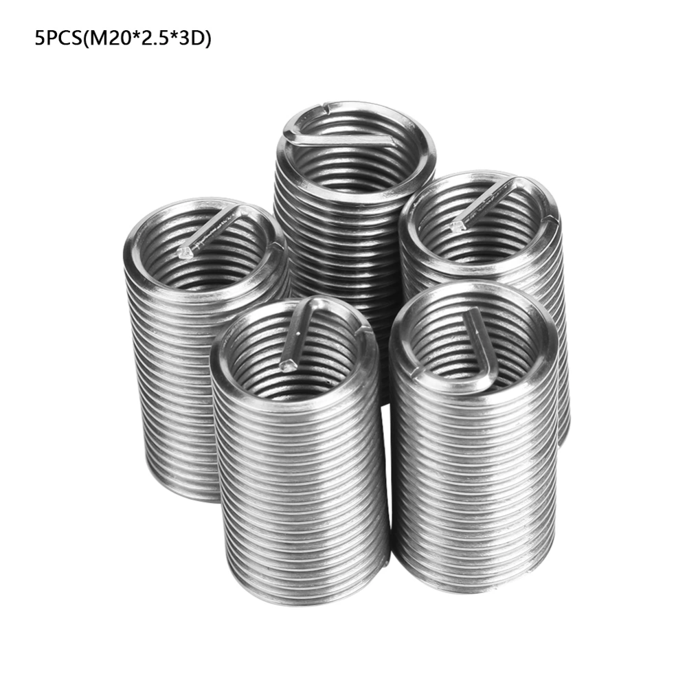 M20 Stainless Steel SS304 Coiled Wire Helical Screw Thread Inserts (M20*2.5*3 D, 5pcs)