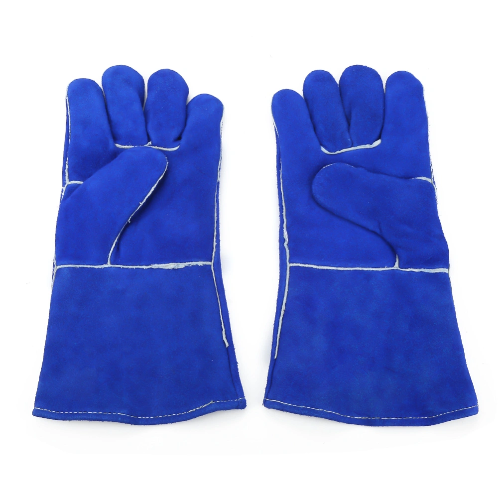 1 Pair Blue Extended Welding Gloves Heat Resistant for Baking/Cooking/BBQ