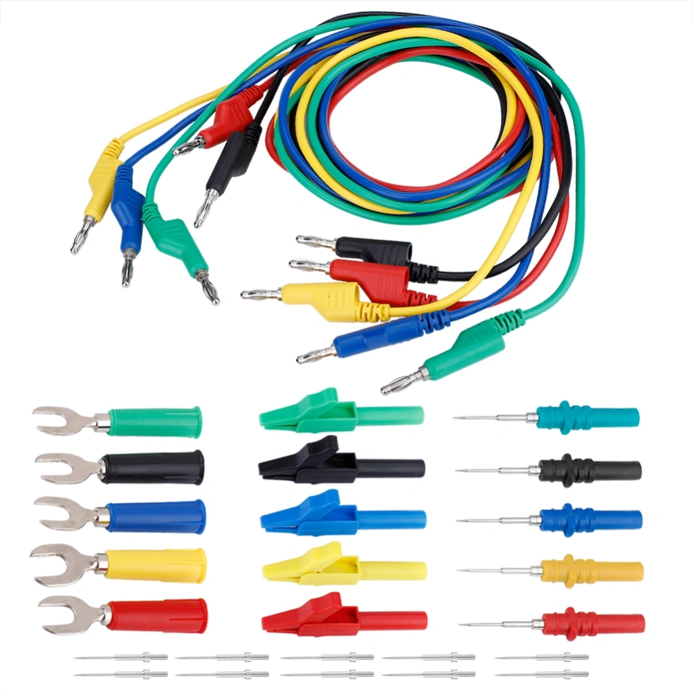 4mm Banana to Banana Plug Test Lead Kit for Multimeter Crocodile Clip & U Type Probe (P1036B)