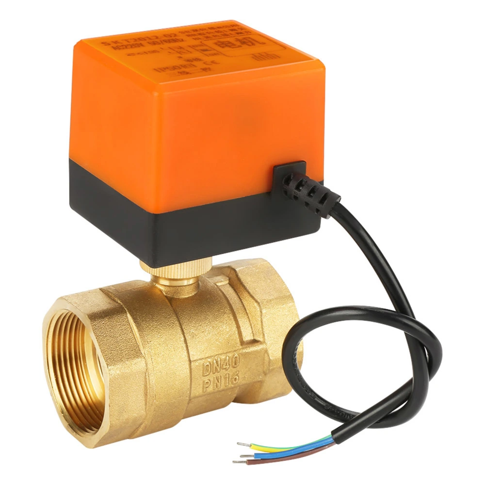 AC 220V 2 Way 3 Wire Brass Motorized Ball Valve Electrical Valve DN40 G1-1/2"