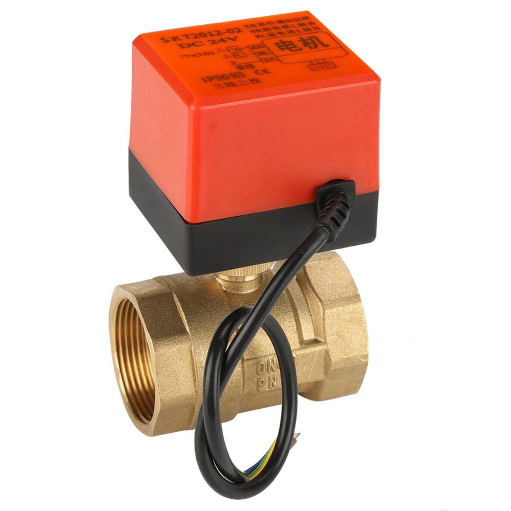 DC 24V 2 Way 3 Wire Brass Motorized Ball Valve Electrical Valve DN40 G1-1/2"