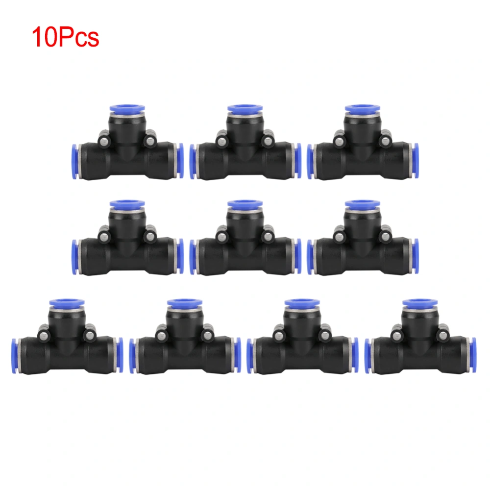 10Pcs OD 12mm Air Hose Pneumatic 3 Way Tee Union Connector Air Push Quick Fittings