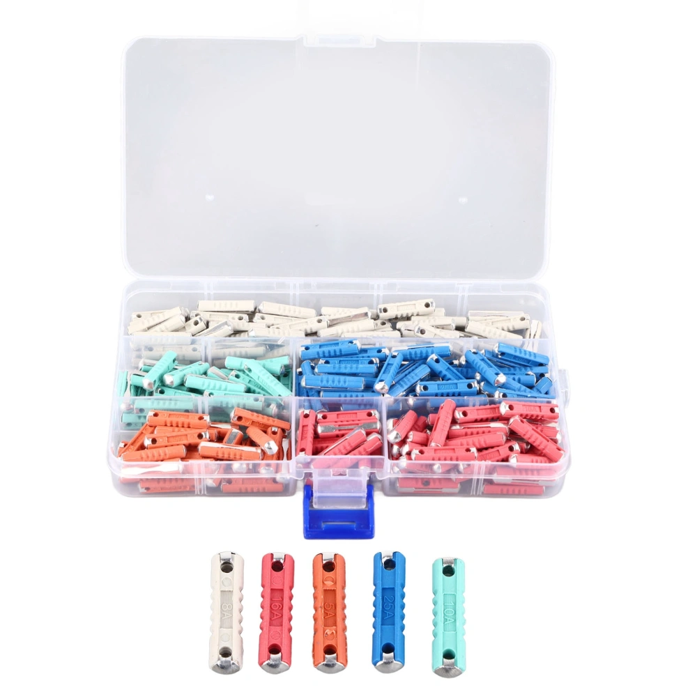 200Pcs Multicolor Torpedo Shaped Car Fuses Assortment Kit for European Old Style Cars