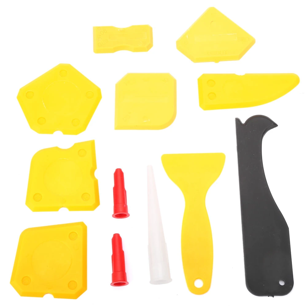 12PCS Caulk Tools Kit Silicone Sealant Remover Shovel Glass Cement Caulking Scraper (Yellow)