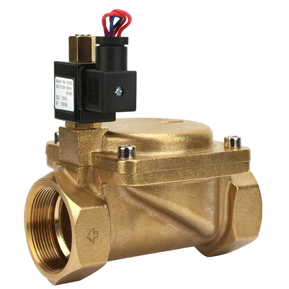 G2" Normally Open Brass Electric Solenoid Valve for Water Air 0-1.6Mpa 232psi (AC110V)