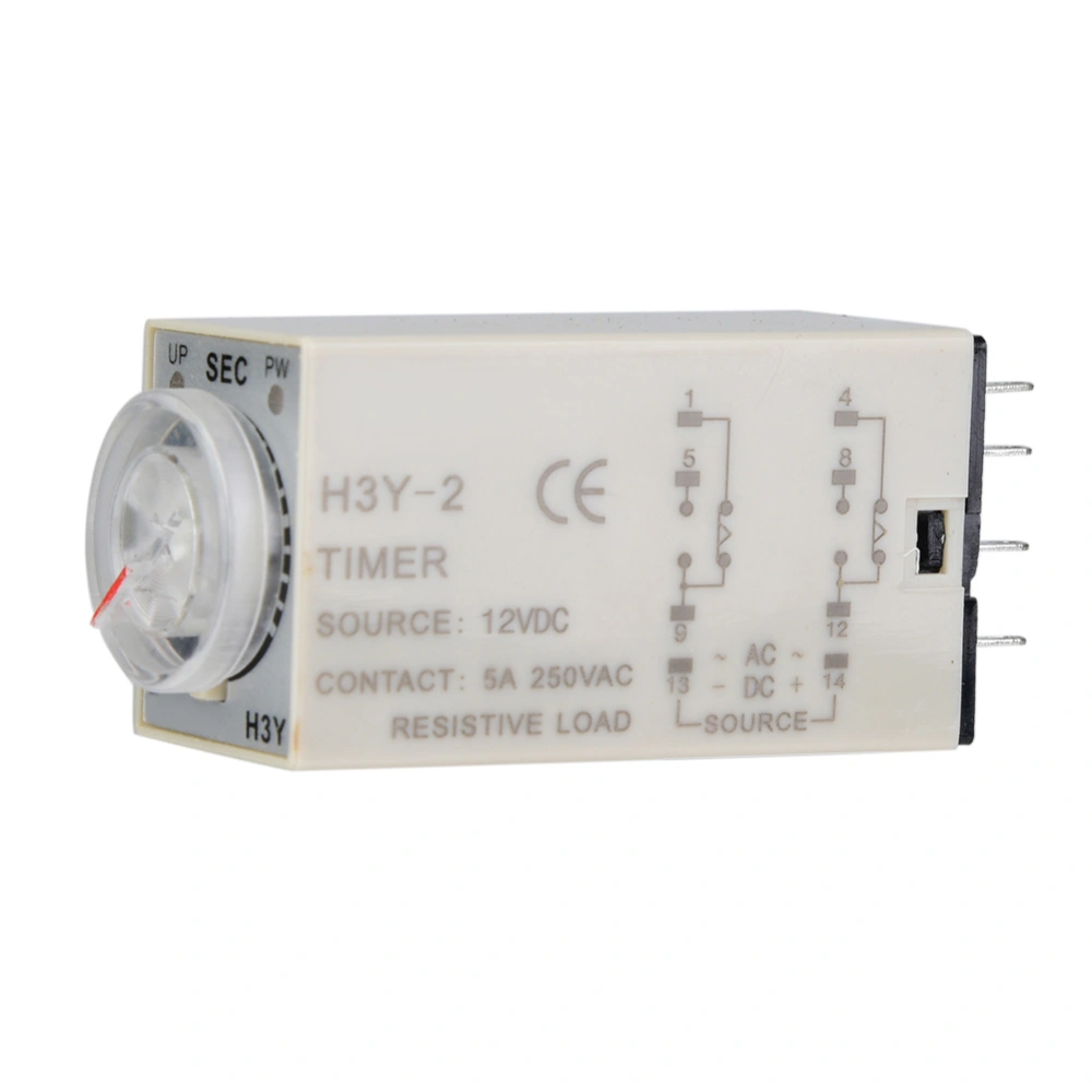 H3Y-2 Power On Time Relay Pointer Control Delay Timer 8-Pin 12VDC (1S)