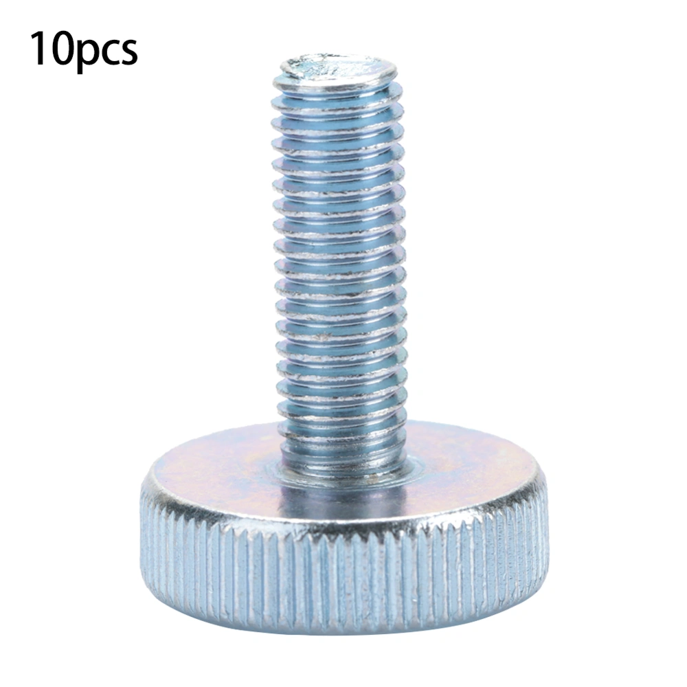 10pcs M10 Zinc Plated Carbon Steel Flat Knurled Head Bolts Thumb Screws (M10*40)