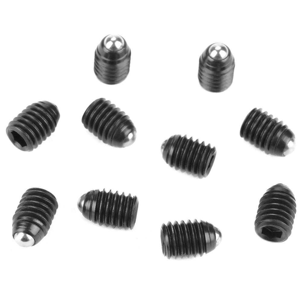 10pcs M6 Screw Thread Hex Socket Carbon Steel Ball Spring Plungers Set (M6*10)